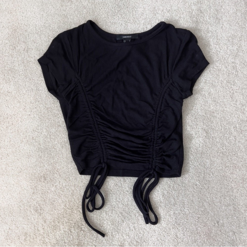 Forever 21 Black Ruched T-Shirt